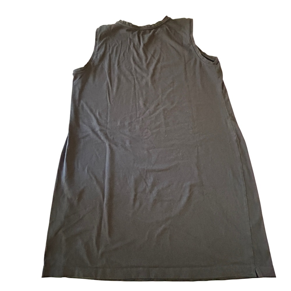 Eileen Fisher Sleeveless Shift Dress Large Black Organic Cotton Stretch - Picture 2 of 6